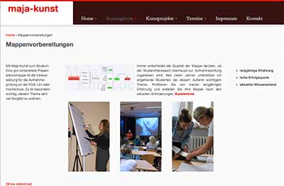 Website für das Atelier und Kunstschule Maja Issing Stolic