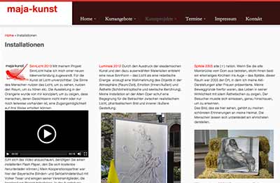 Website für das Atelier und Kunstschule Maja Issing Stolic